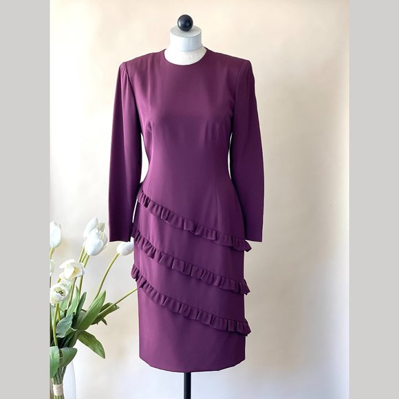 EUC Beautiful Ruffled Travilla Cocktail Dress - Picture 1 of 12